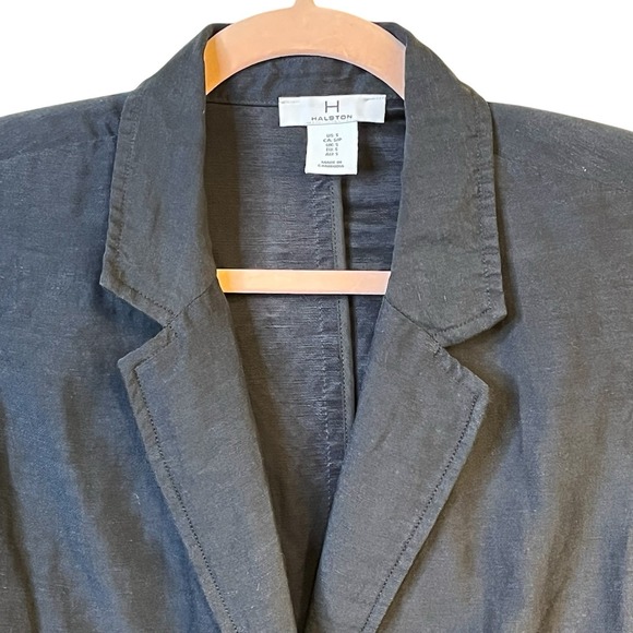 H By Halston Women's Blazer S Navy Blue Linen Blend Jacket Capsule Minimalist - Picture 2 of 7
